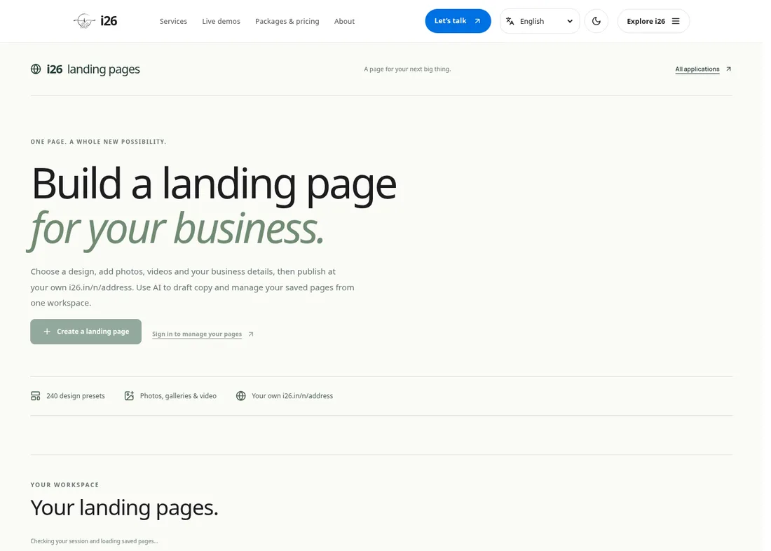 Landing page builder interface preview