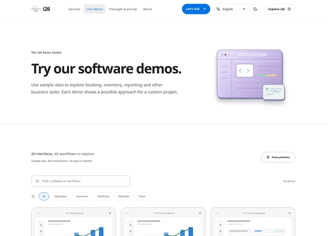 Interactive business demos interface preview