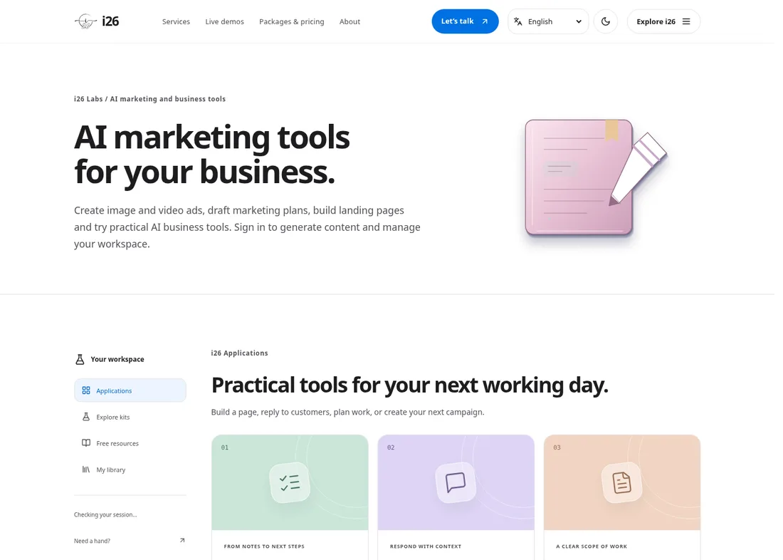 Creative & business tools interface preview